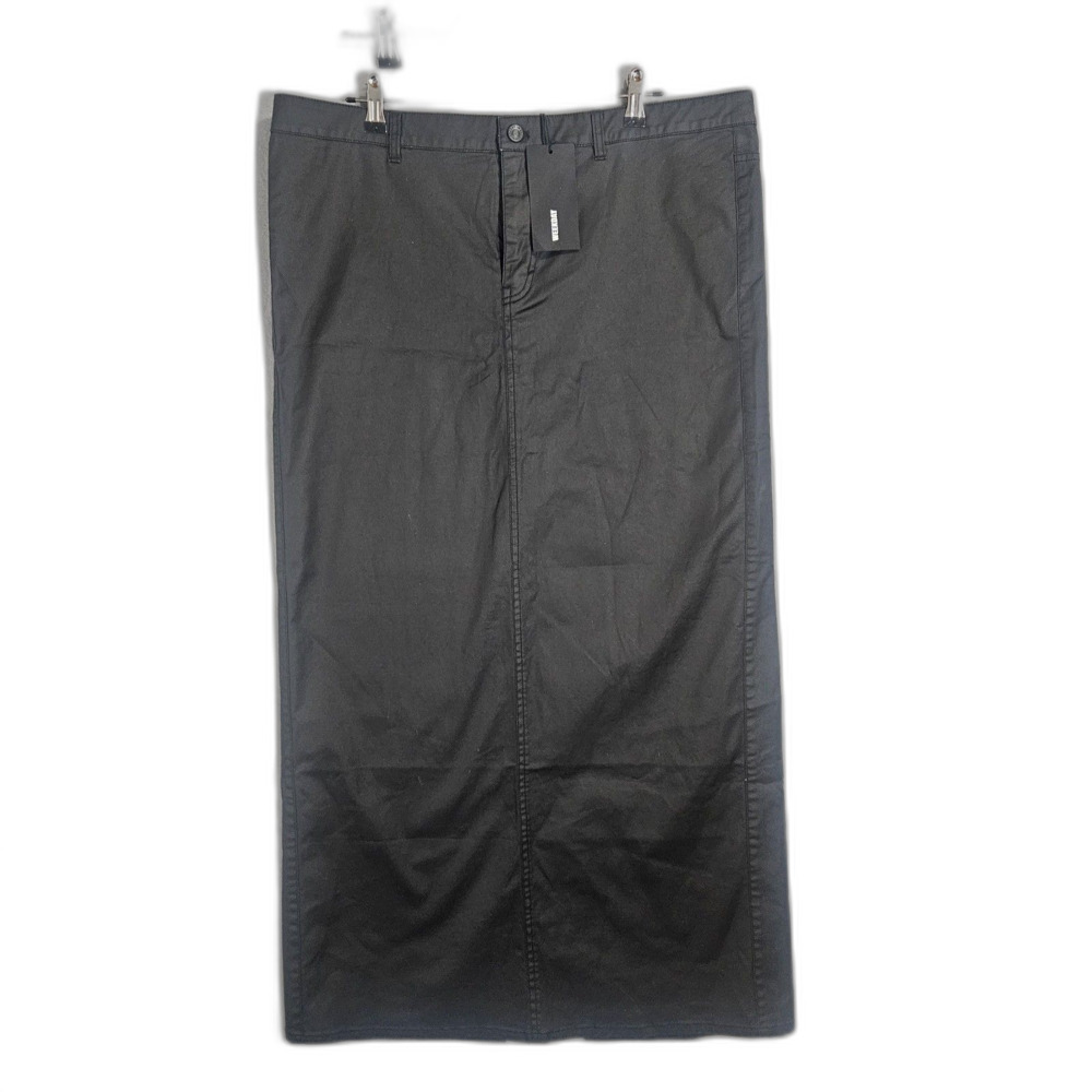 New W18 Maxi Long Coated Skirt in Black Dark Goth Punk Long Slit Denim